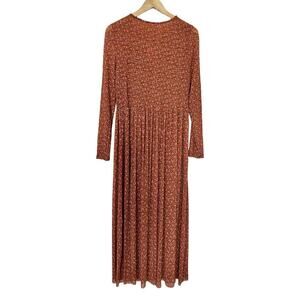 Free People Women Hello And Goodbye Sheer Midi Dress Size S Orange Floral Hippie